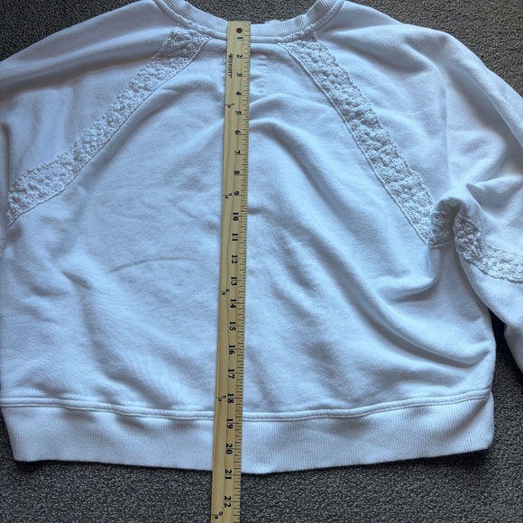 Aerie Hey Crochet Sweatshirt White Women's Lace Oversized American Eagle | Sz S - Picture 8 of 12